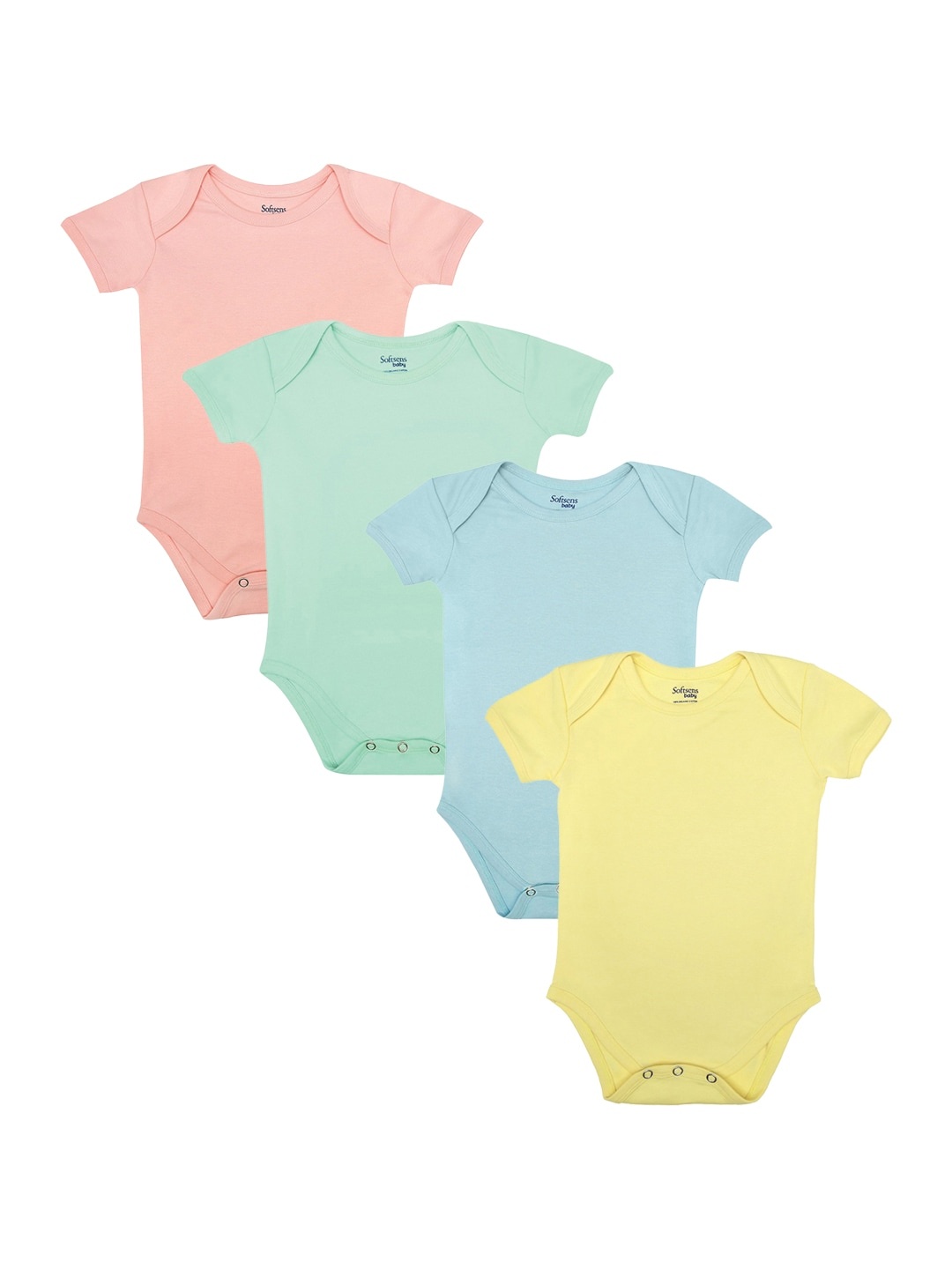 

Softsens Kids Organic Cotton Unisex Pack of 4 sustainable Bodysuits, Multi