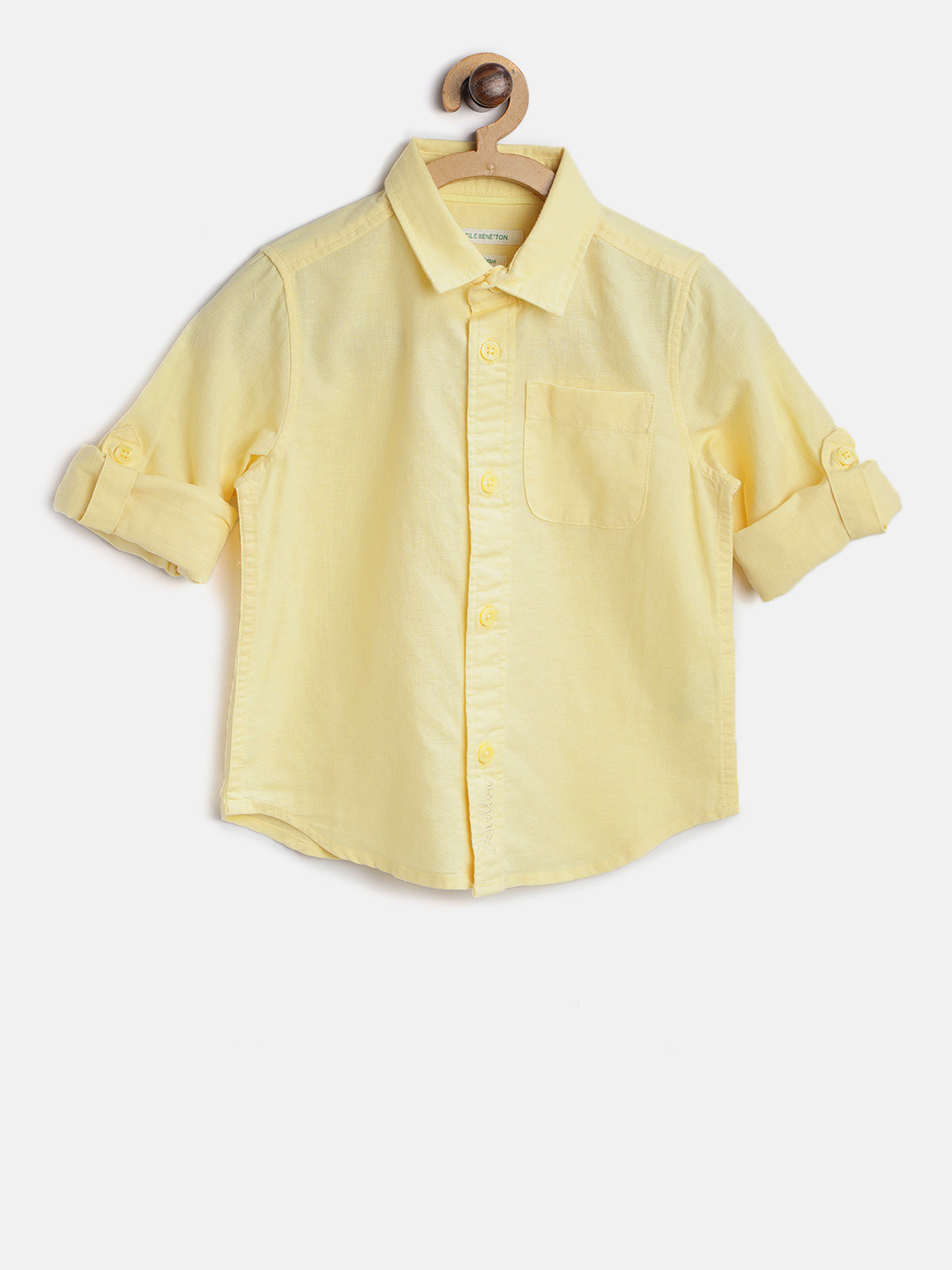 

United Colors of Benetton Boys Yellow Regular Fit Solid Casual Shirt