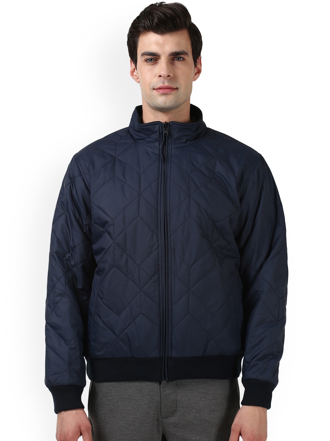 

ColorPlus Men Navy Blue Solid Open Front Jacket