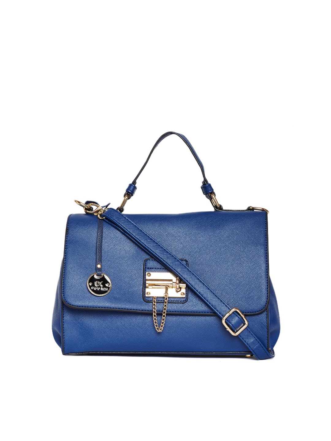 

Diana Korr Blue & Gold-Toned Solid Handheld Bag