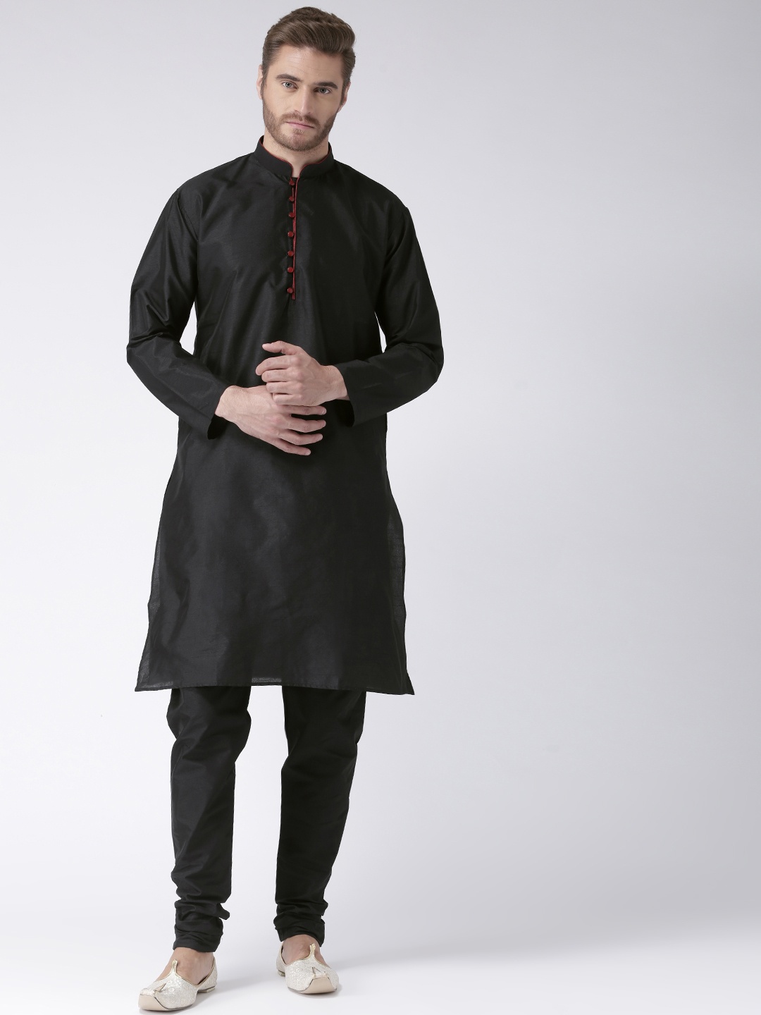 

Hangup Men Black Solid Kurta with Churidar