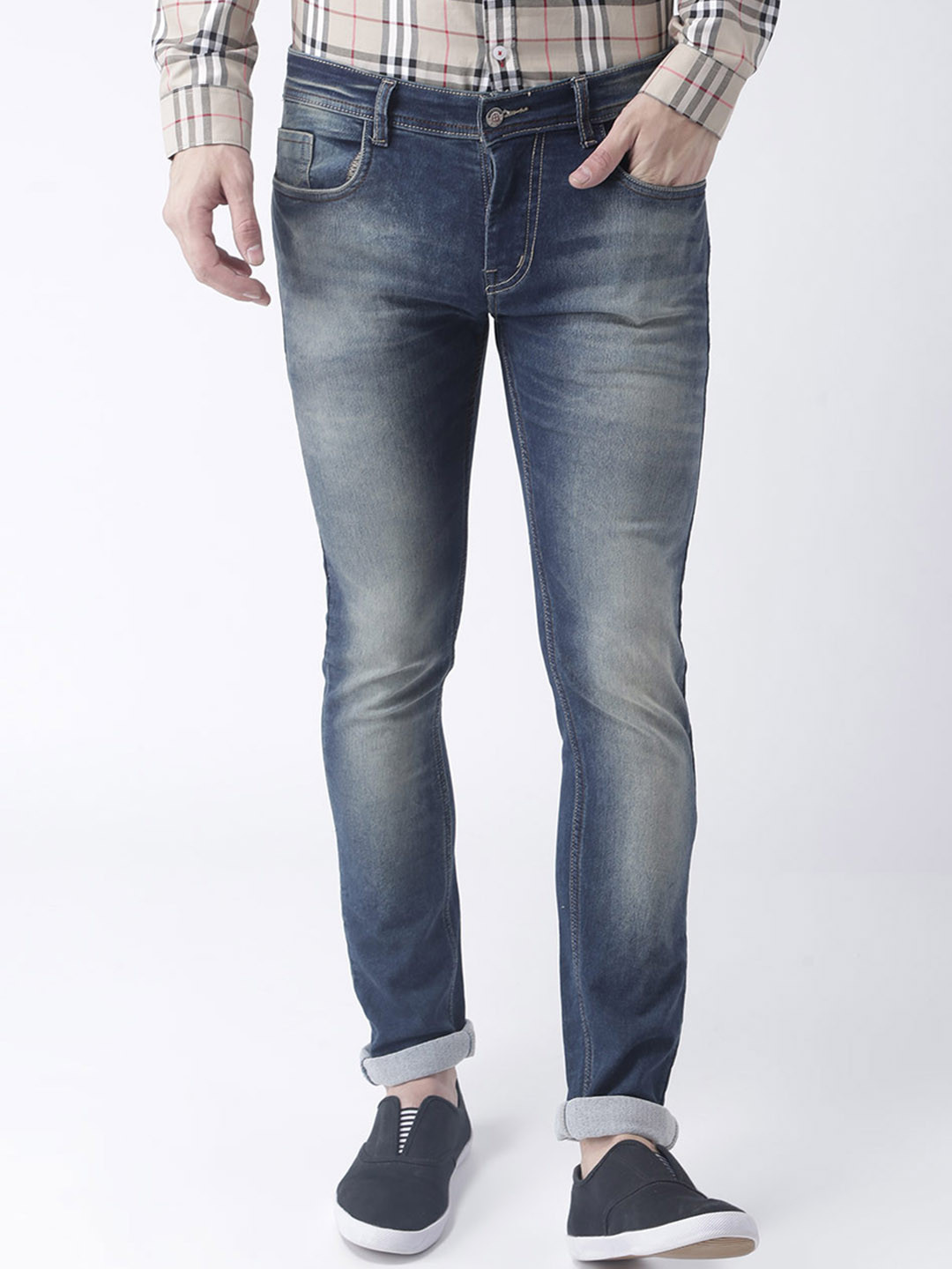 

Hangup Men Blue Slim Fit Mid-Rise Clean Look Stretchable Jeans