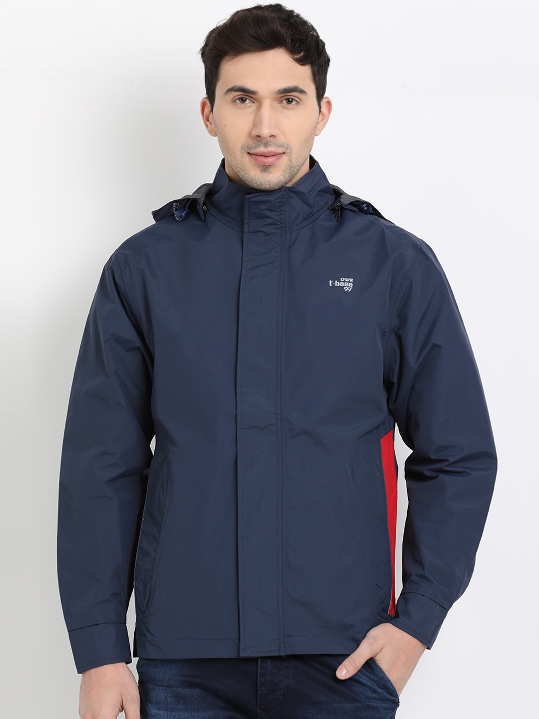 

t-base Navy Blue & Grey Reversible Rainware Hooded Jacket