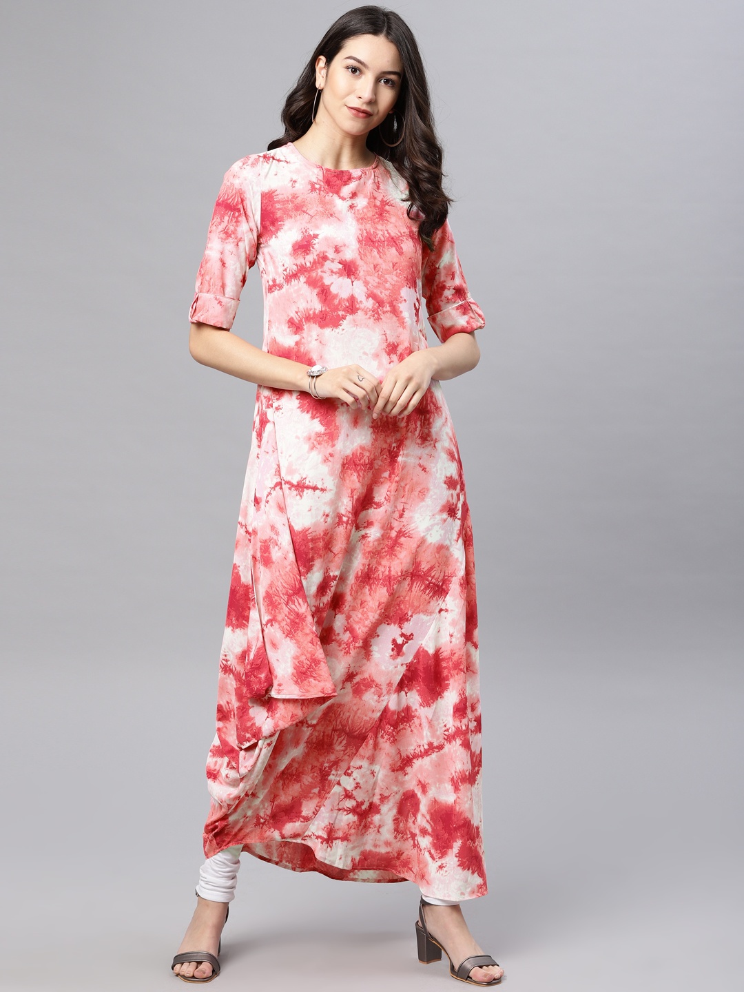 

Vishudh Women Pink Abstract-Printed A-Line Kurta