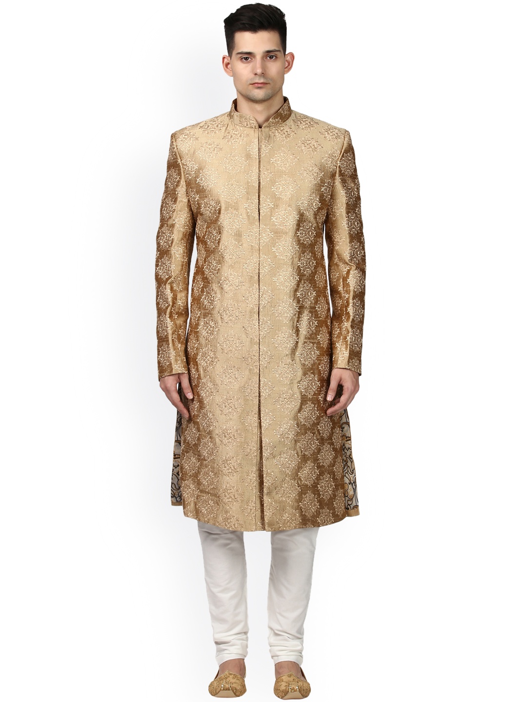 

ethnix by Raymond Beige Woven Design Sherwani