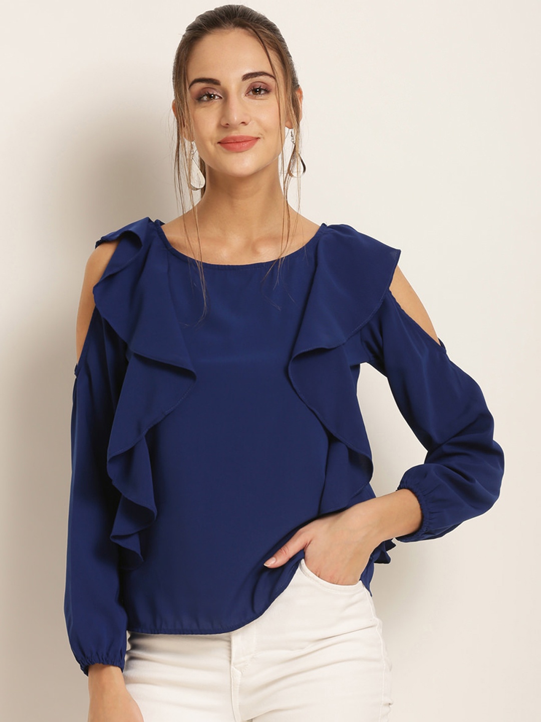 

Harpa Women Navy Blue Solid Top