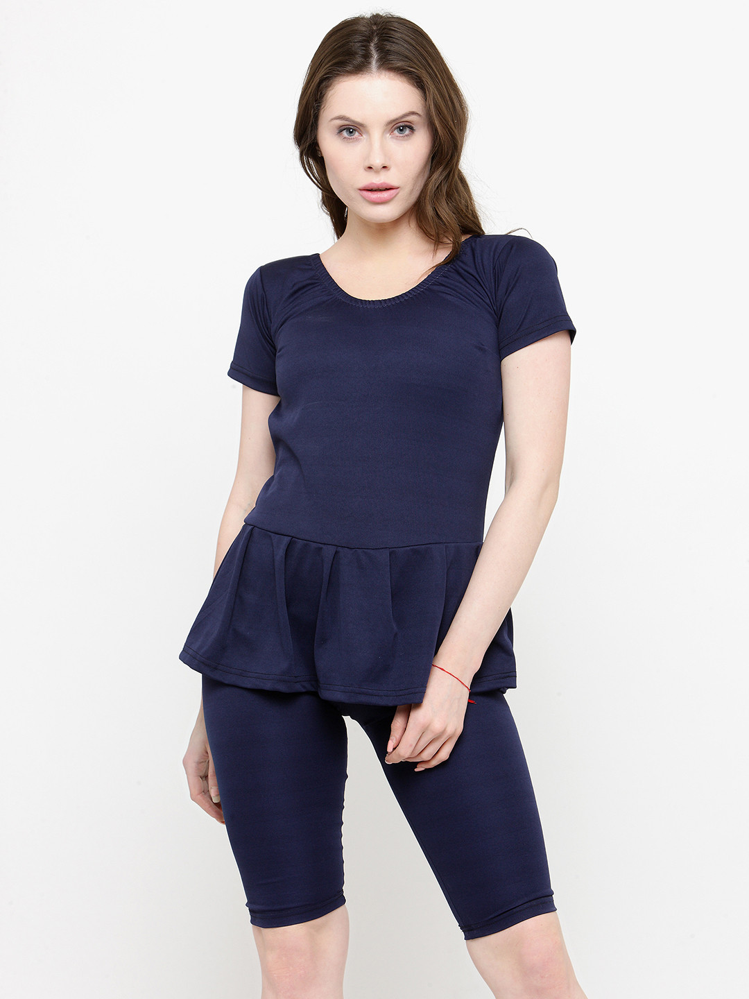 

N-Gal Women Navy Blue Solid Swimsuit