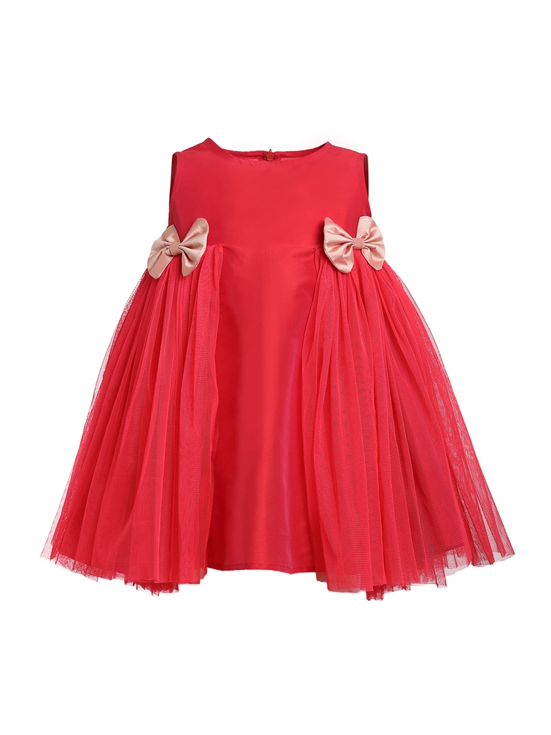 

A Little Fable Girls Red Bow Bloom Embellished Fit and Flare Dress