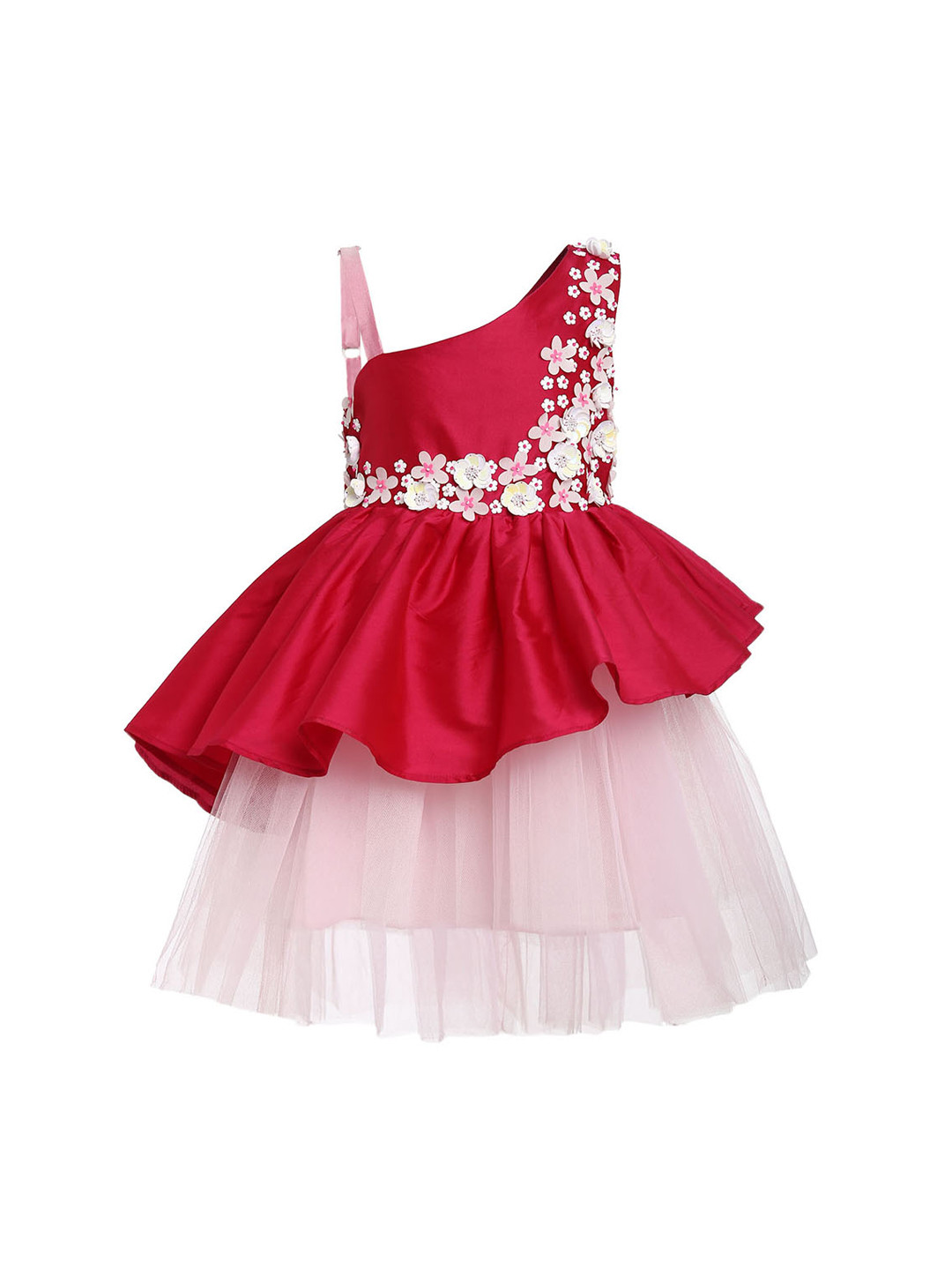 

A Little Fable Girls Red Off-shoulder Peony Garden Dress