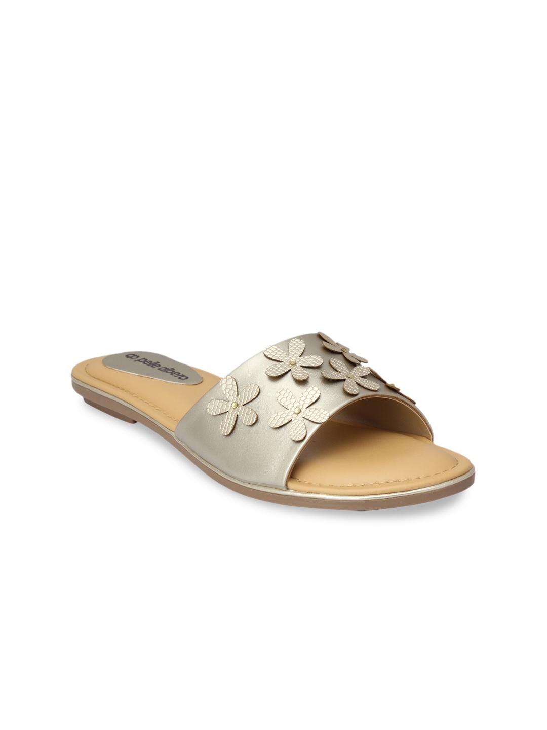 

pelle albero Women Gold-Toned Solid Synthetic Open-Toed Flats