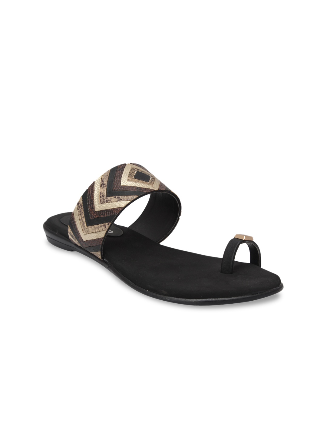 

pelle albero Women Black Woven Design Synthetic One-Toed Flats