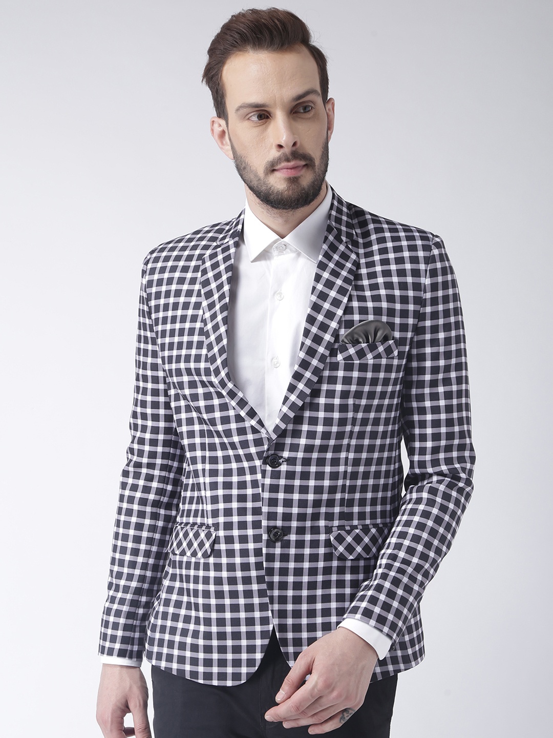 

Hangup Black & White Checked Single-Breasted Blazer