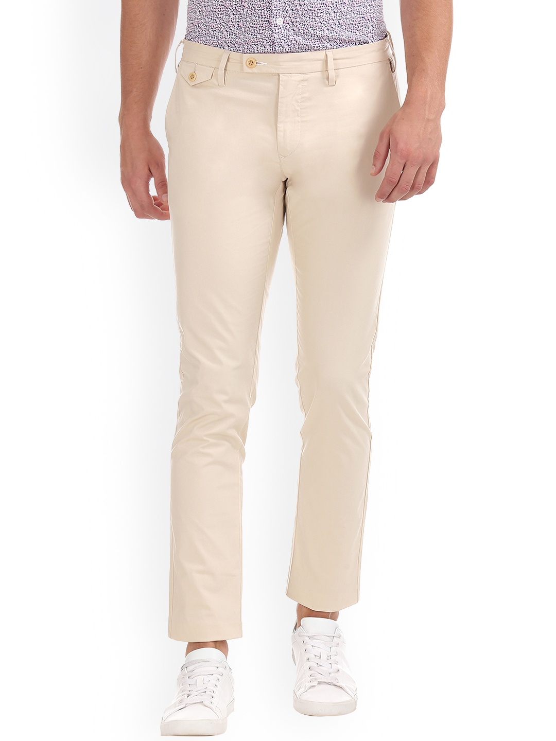 

GANT Men Beige Slim Fit Solid Regular Trousers