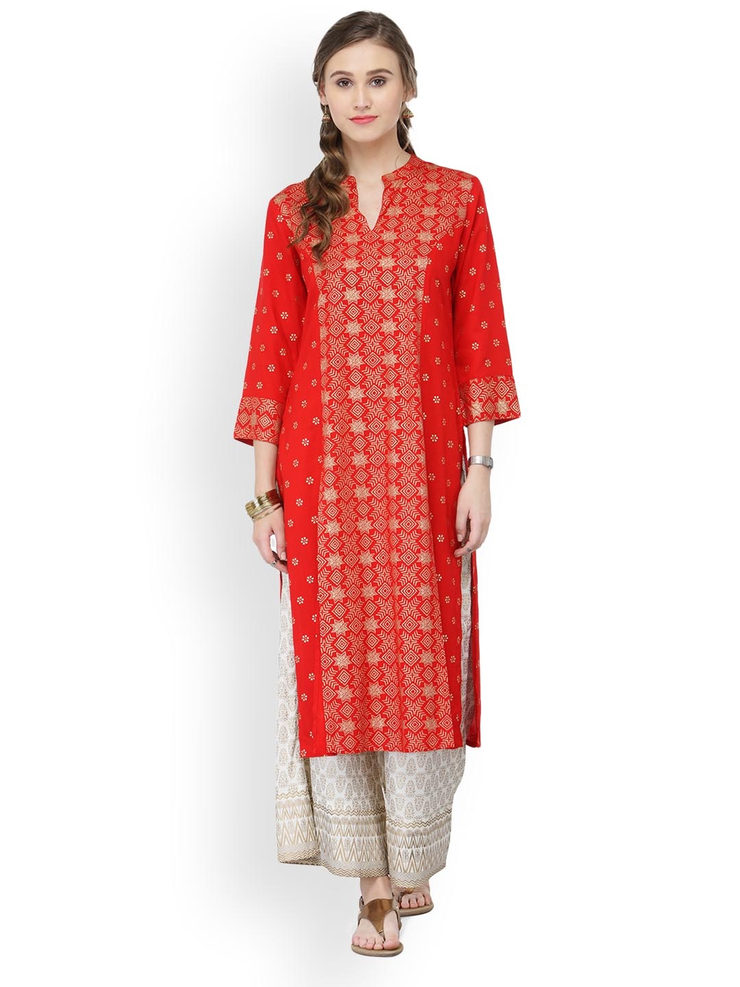 

Varanga Women Red & Off-White Printed Kurta with Palazzos