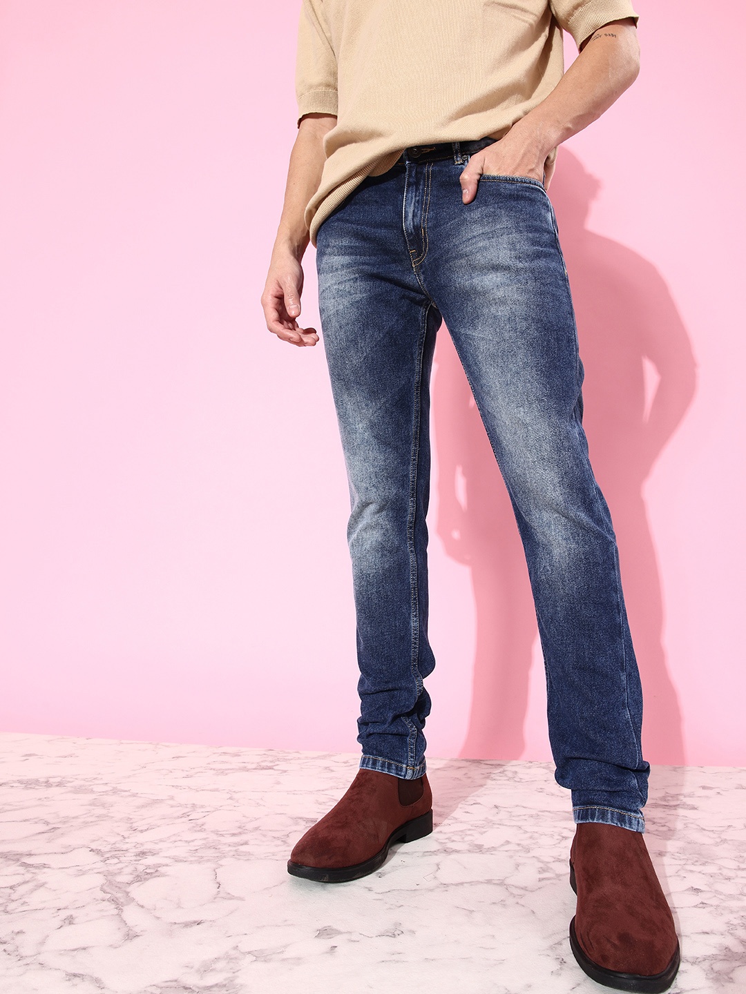 

The Roadster Lifestyle Co. Men Blue Skinny Fit Mid-Rise Clean Look Stretchable Jeans