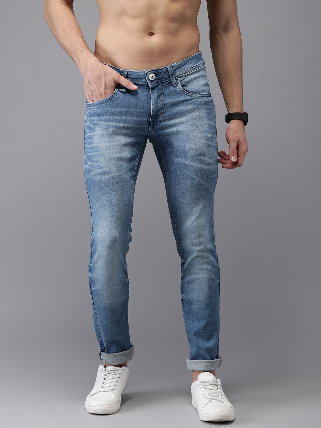 

Flying Machine Men Blue Skinny Fit Mid-Rise Clean Look Stretchable Jeans