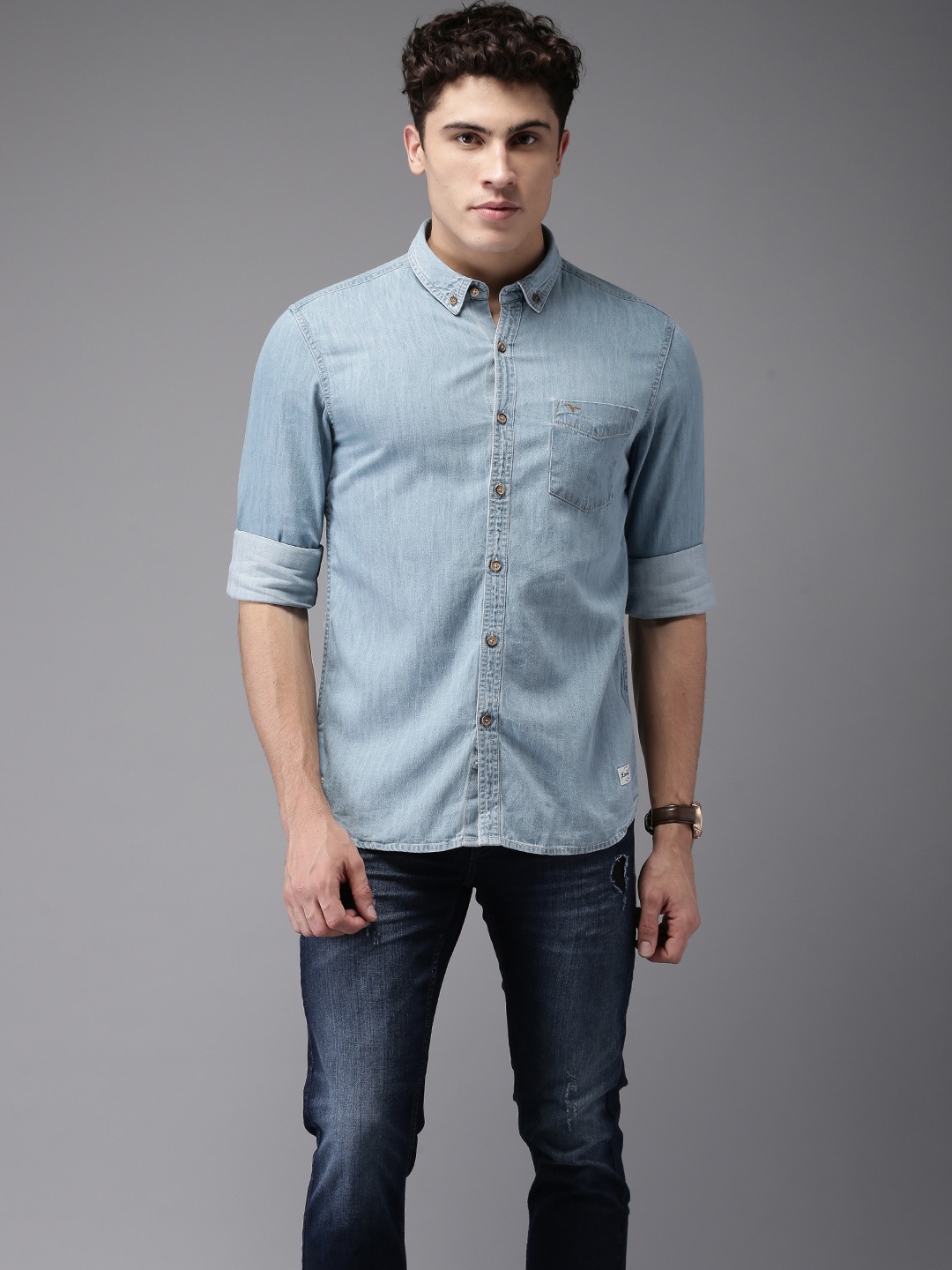 

Flying Machine Men Blue Regular Fit Faded Casual Shirt