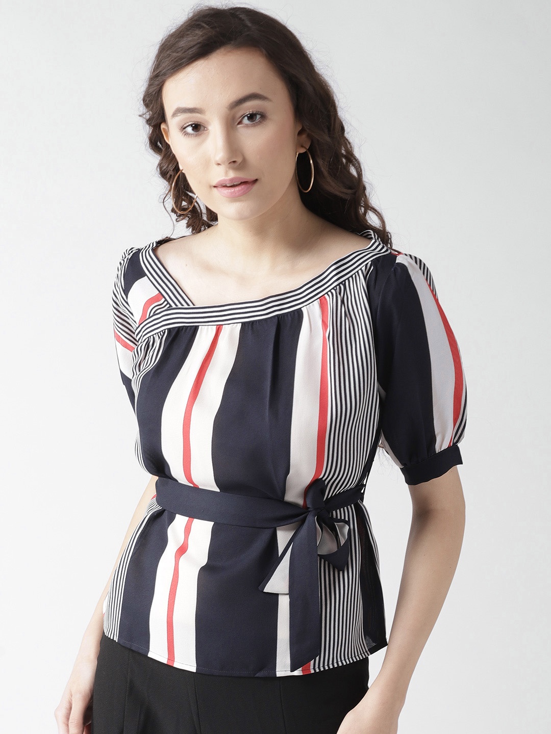 

Style Quotient Women Navy & White Striped Top, Navy blue