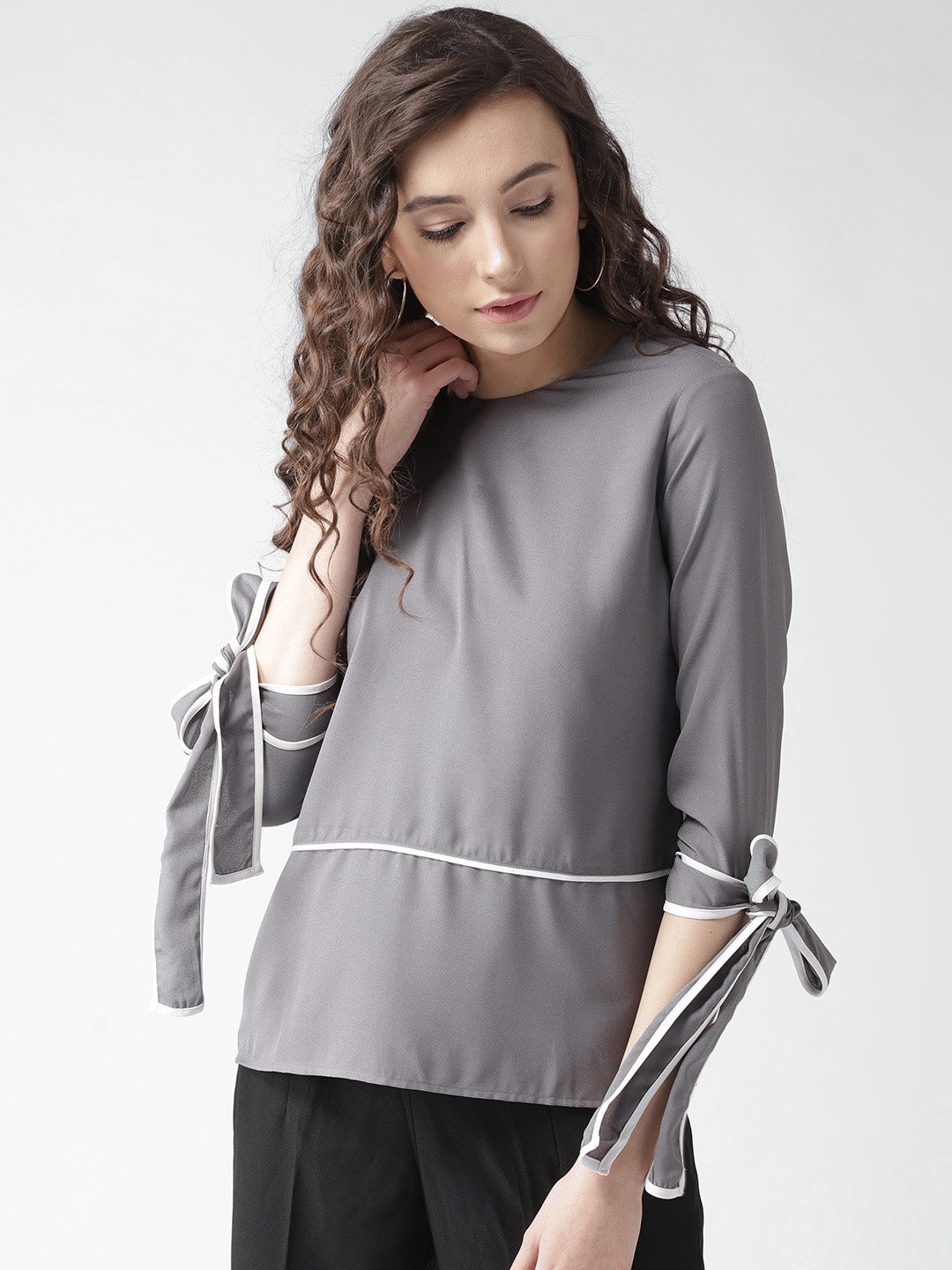 

Style Quotient Women Grey Solid Top