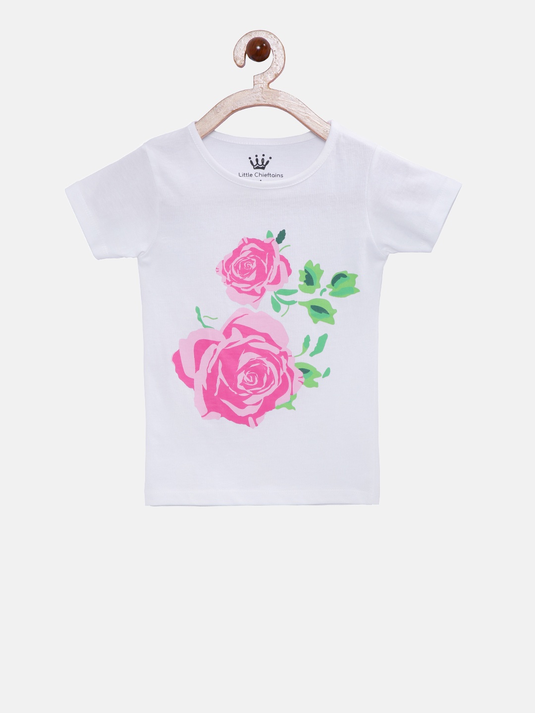 

Little Chieftains Girls White Printed Round Neck T-shirt