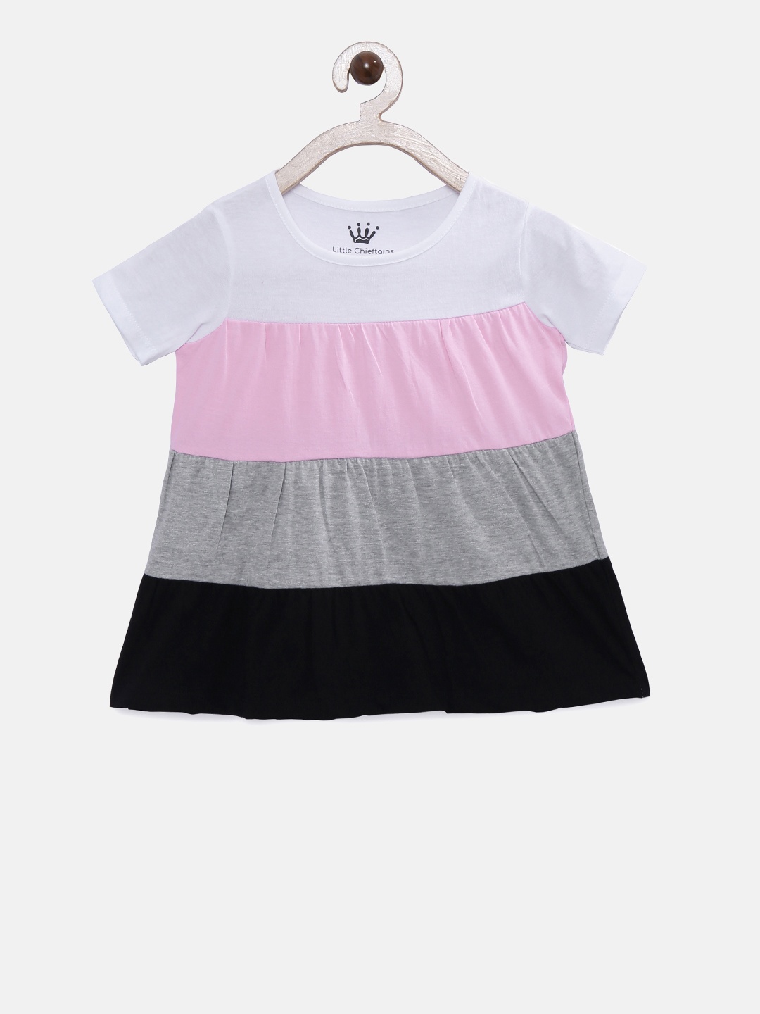 

Little Chieftains Girls Multicoloured Colourblocked Top, Multi