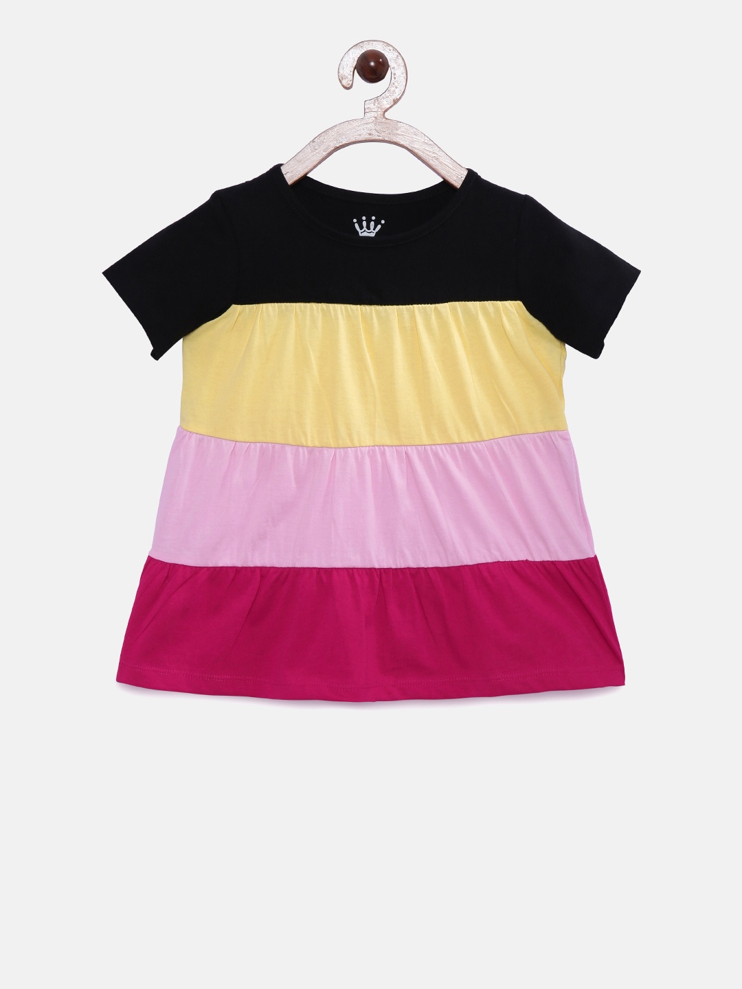 

Little Chieftains Girls Multicoloured Colourblocked Top, Multi