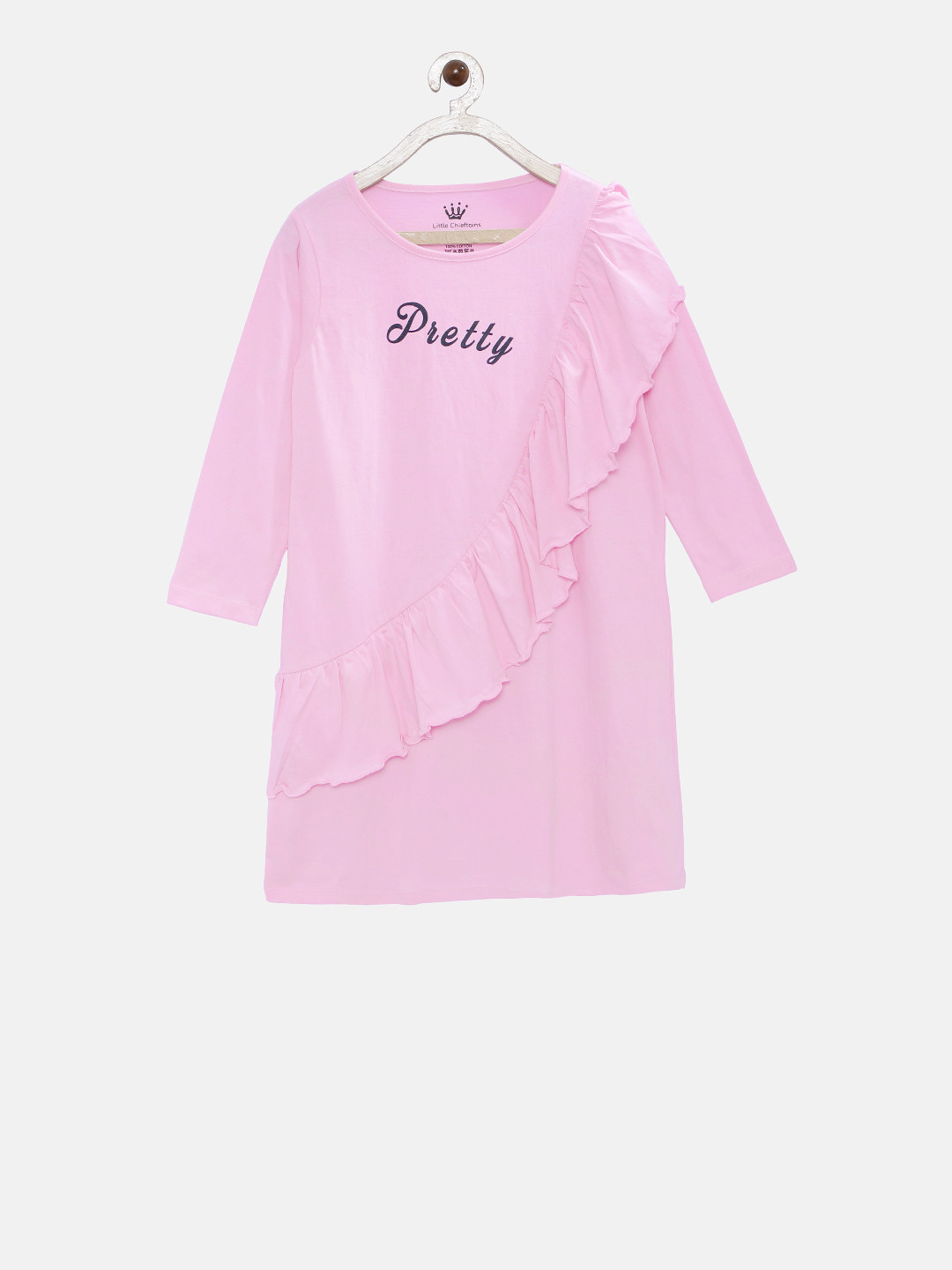 

Little Chieftains Girls Pink Solid A-Line Dress