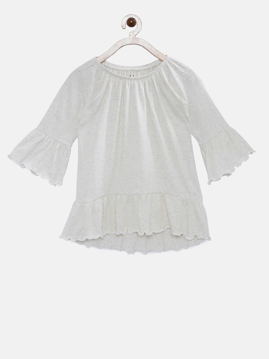 

Little Chieftains Girls White Solid Pure Cotton Top