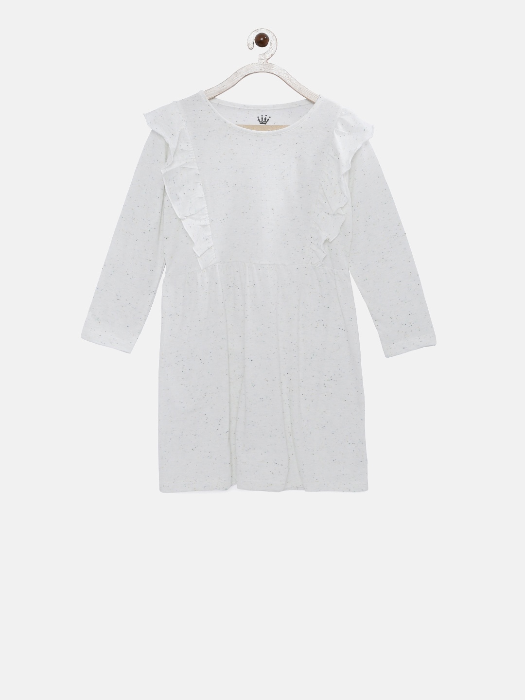 

Little Chieftains Girls White Self-Design A-Line Dress