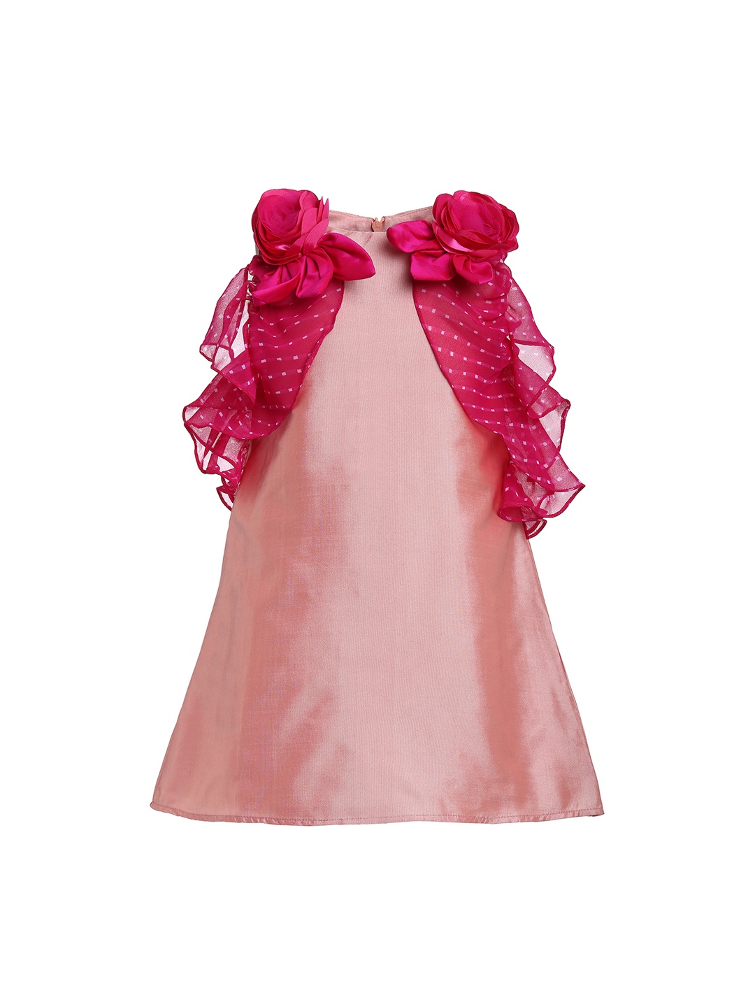 

A Little Fable Girls Pink Self Design A-Line Dress
