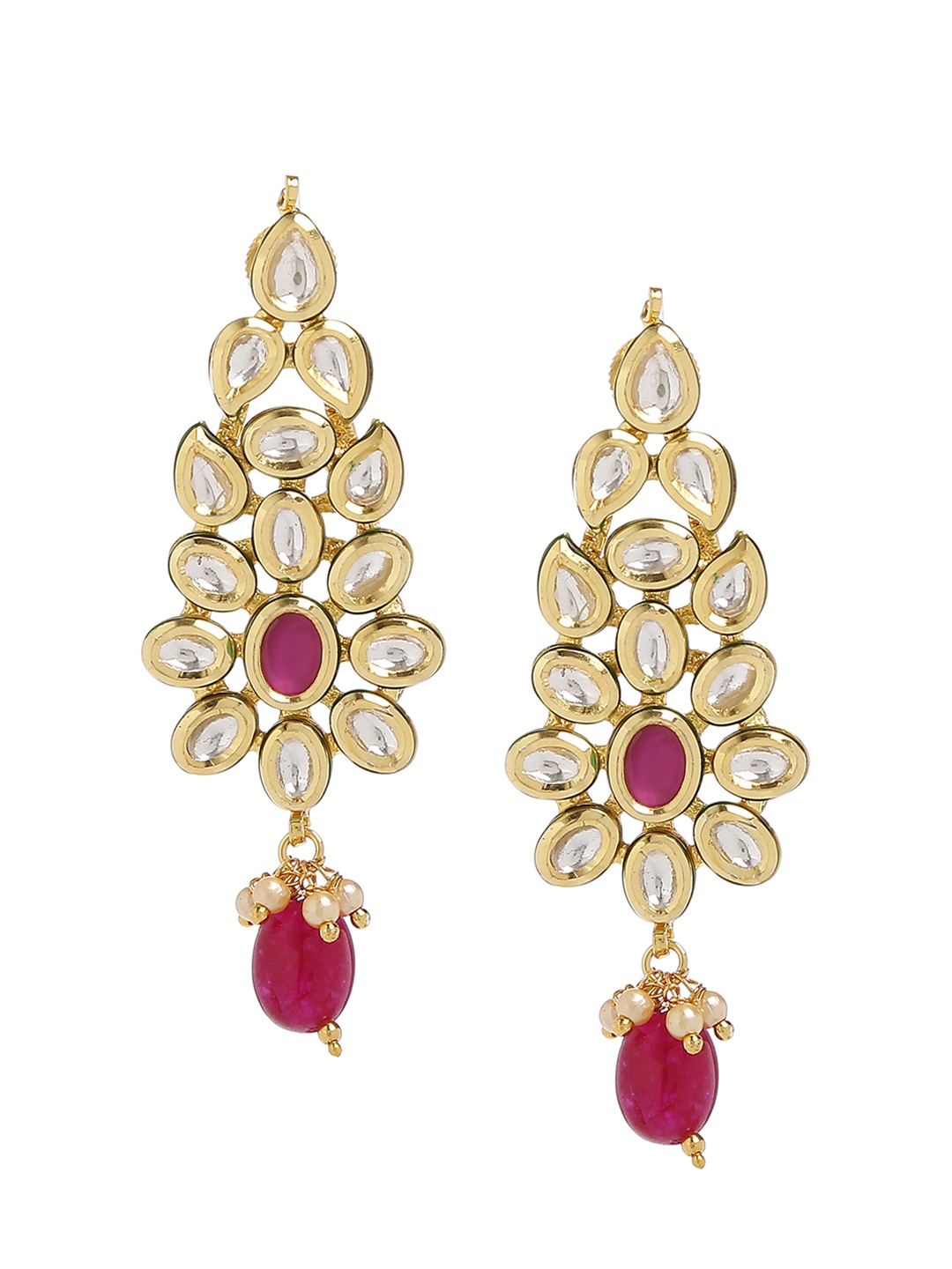 

Bamboo Tree Jewels Gold-Toned & Red Contemporary Drop Earrings
