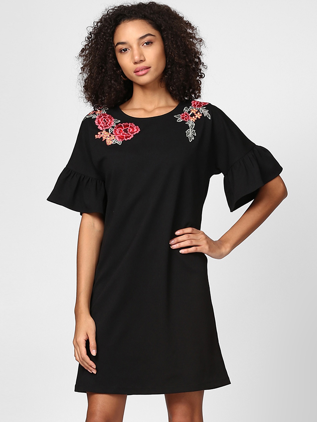 

Harpa Women Black Embellished A-Line Dress