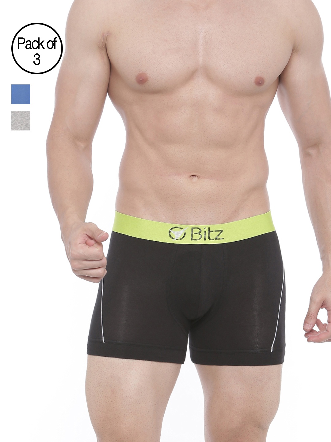 

Bitz Men Pack of 3 Solid Trunks EEC012, Black