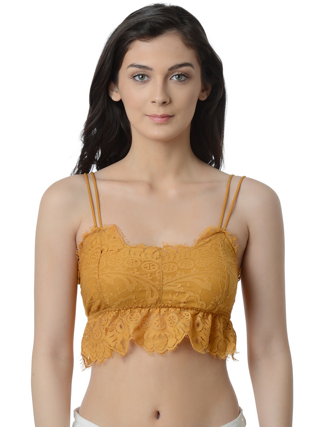 

Da Intimo Mustard Yellow Lace Non-Wired Non Padded Bralette DI1006