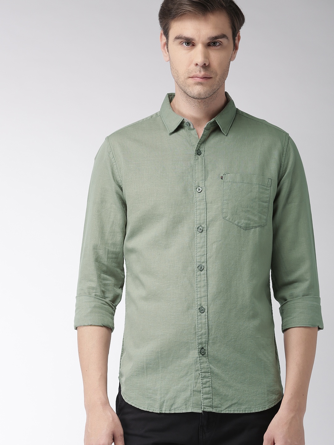 

HIGHLANDER Men Green Slim Fit Solid Casual Shirt