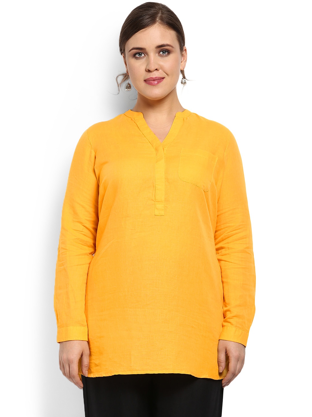 

aLL Plus Size Women Mustard Yellow Solid Tunic