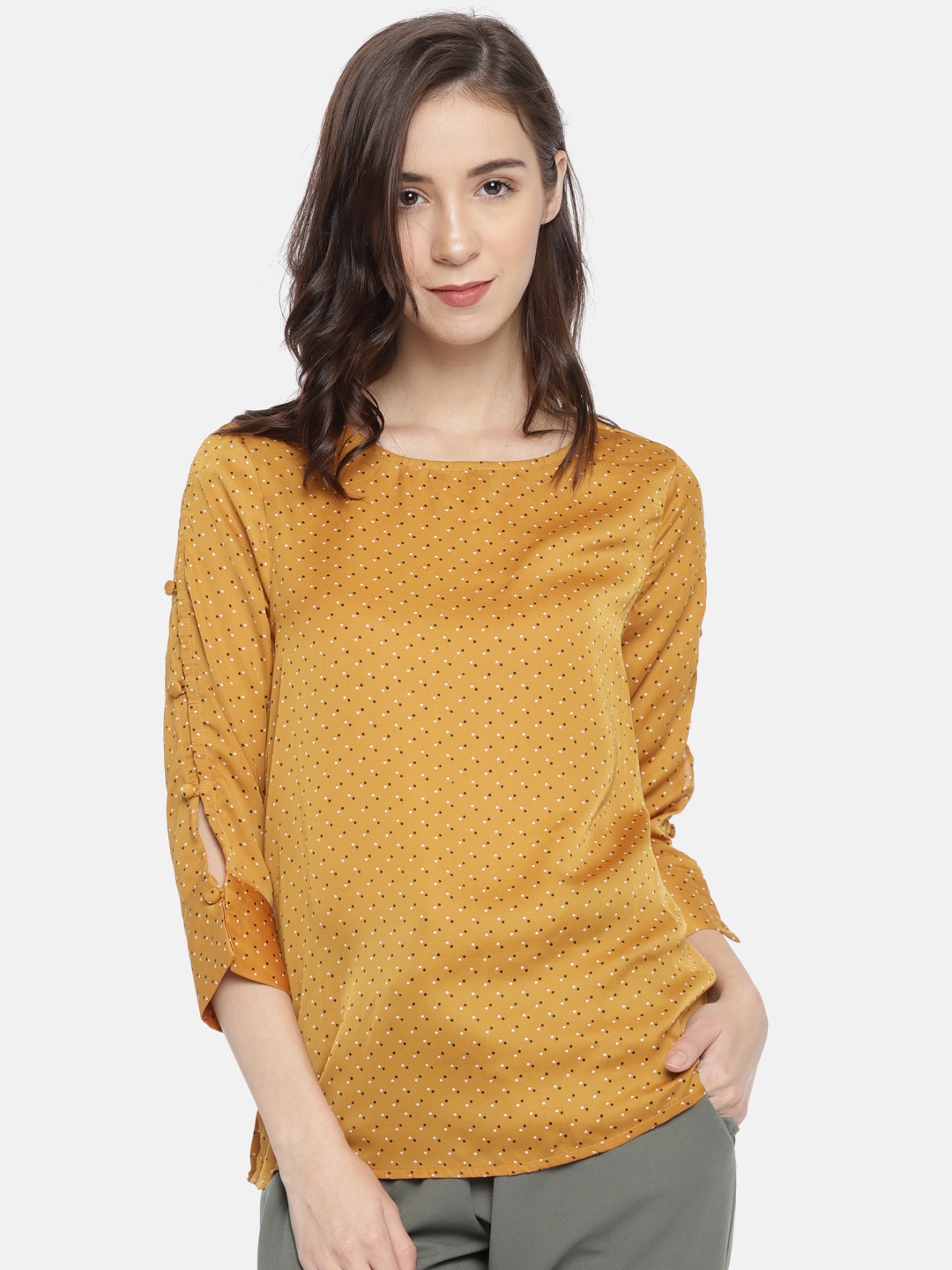 

Vero Moda Women Mustard Printed Top