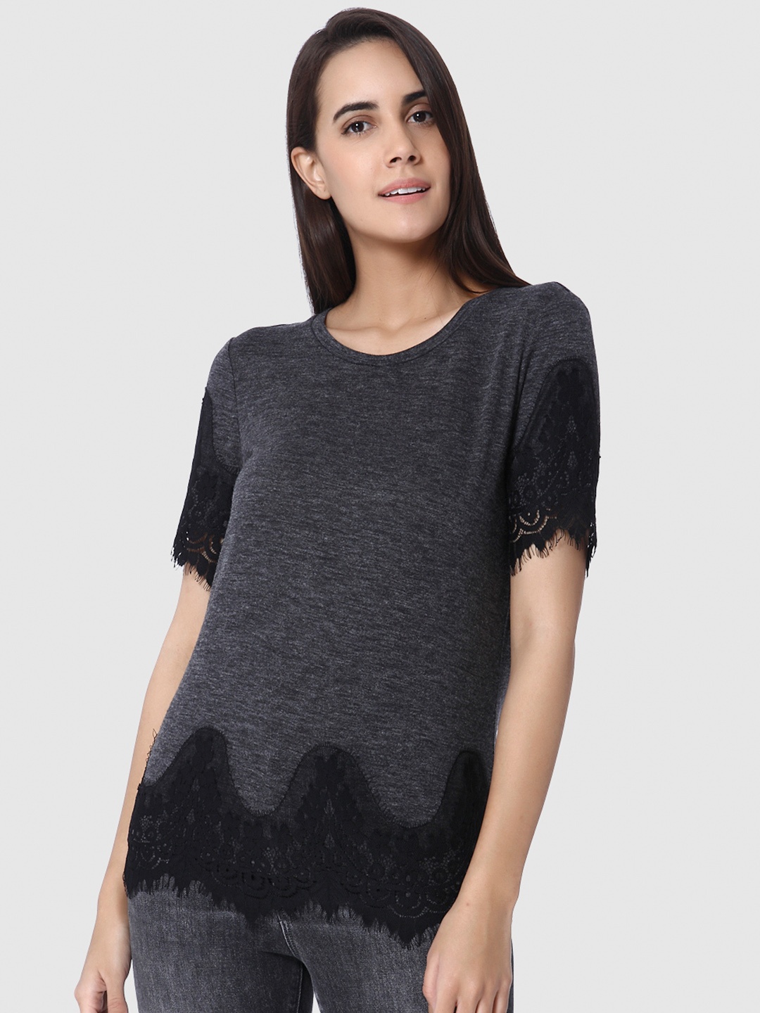 

Vero Moda Women Grey Solid Top