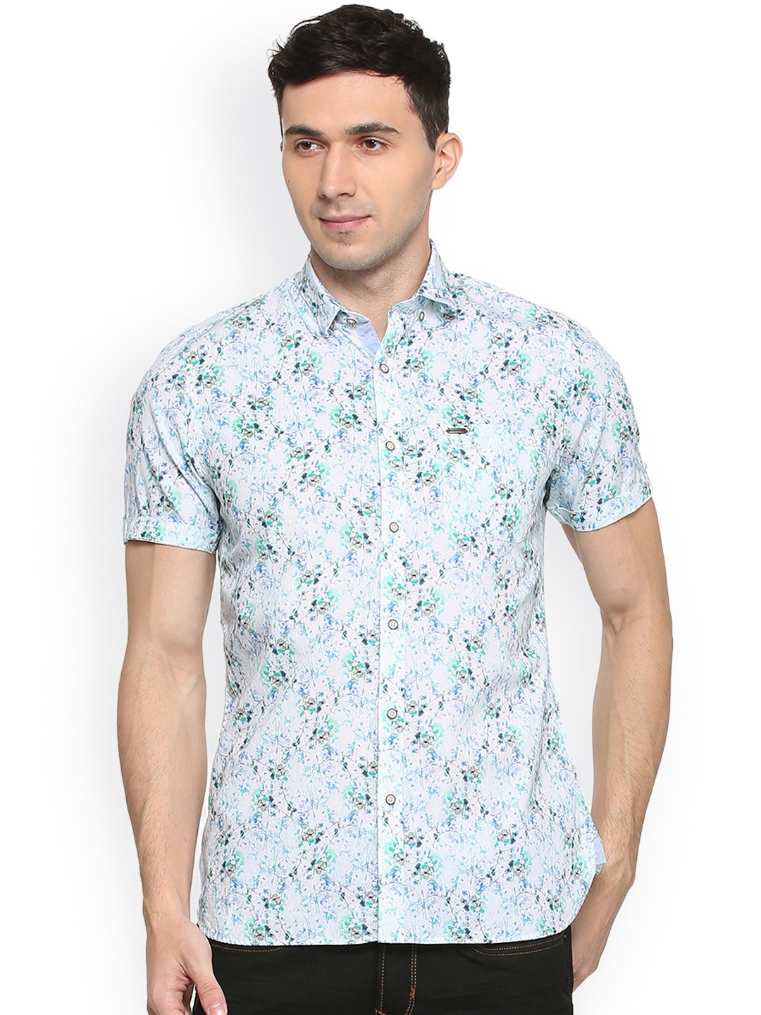 

Peter England Casuals Men Blue Slim Fit Printed Casual Shirt