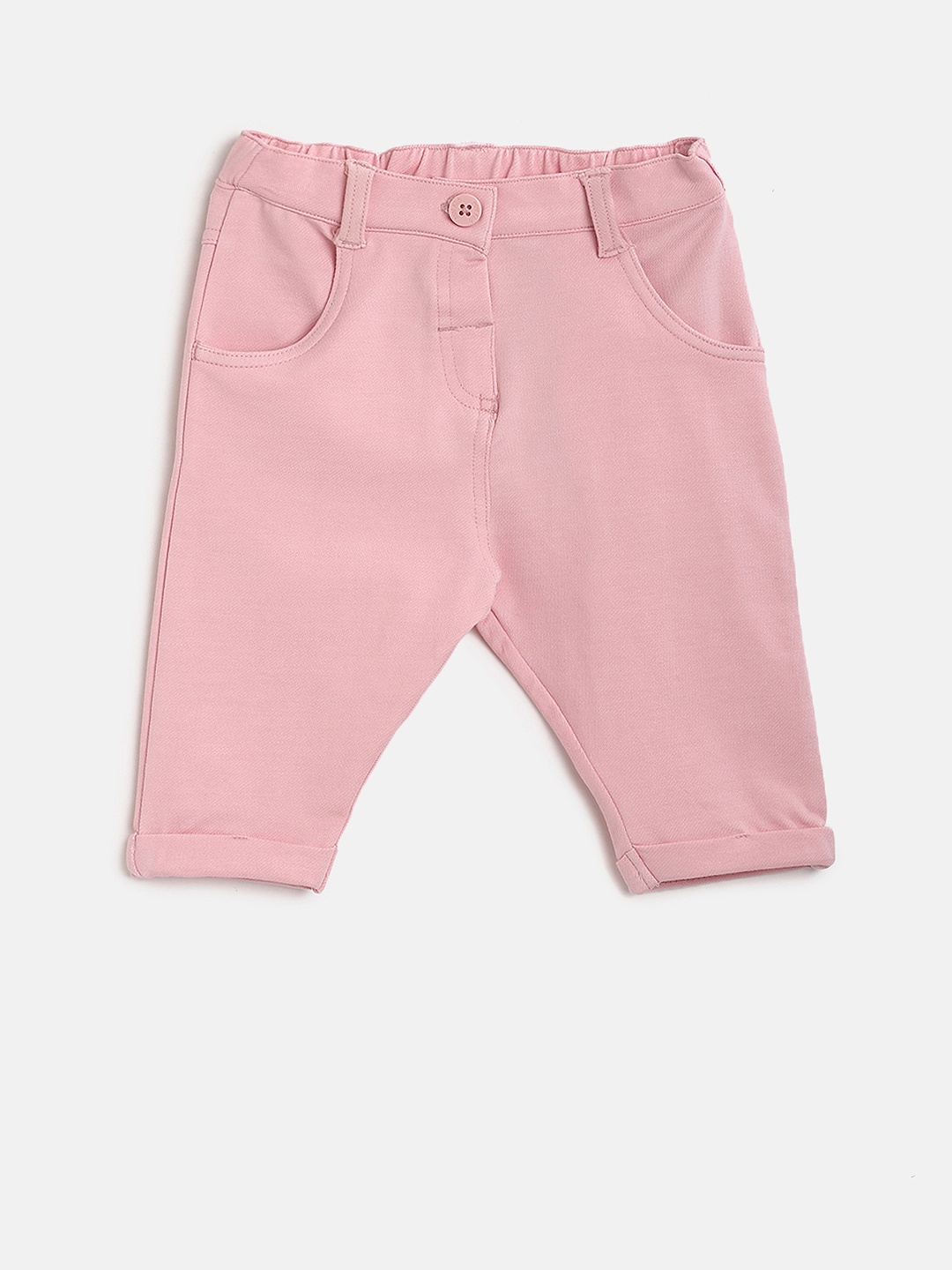 

MINI KLUB Girls Pink Solid Regular Fit Capris