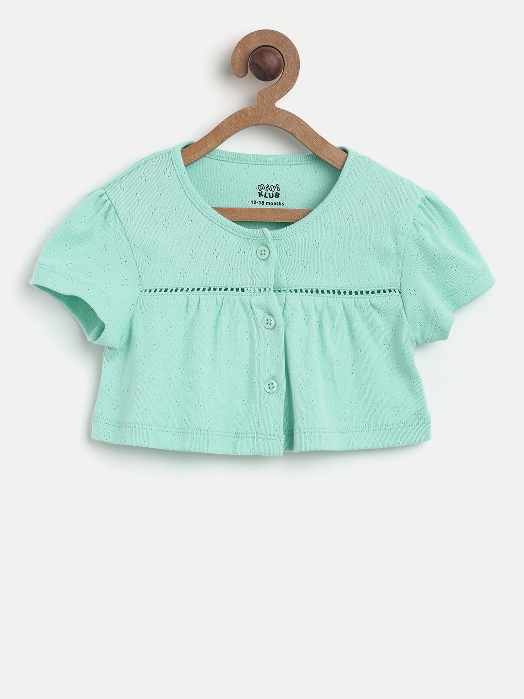 

MINI KLUB Green Solid Open Front Shrug