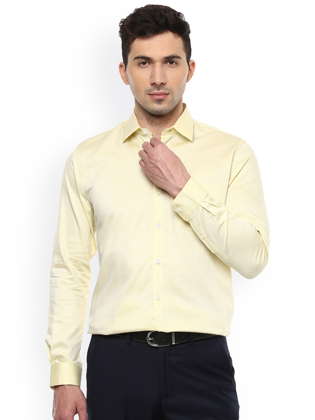 

Peter England Elite Men Yellow Slim Fit Self Design Formal Shirt