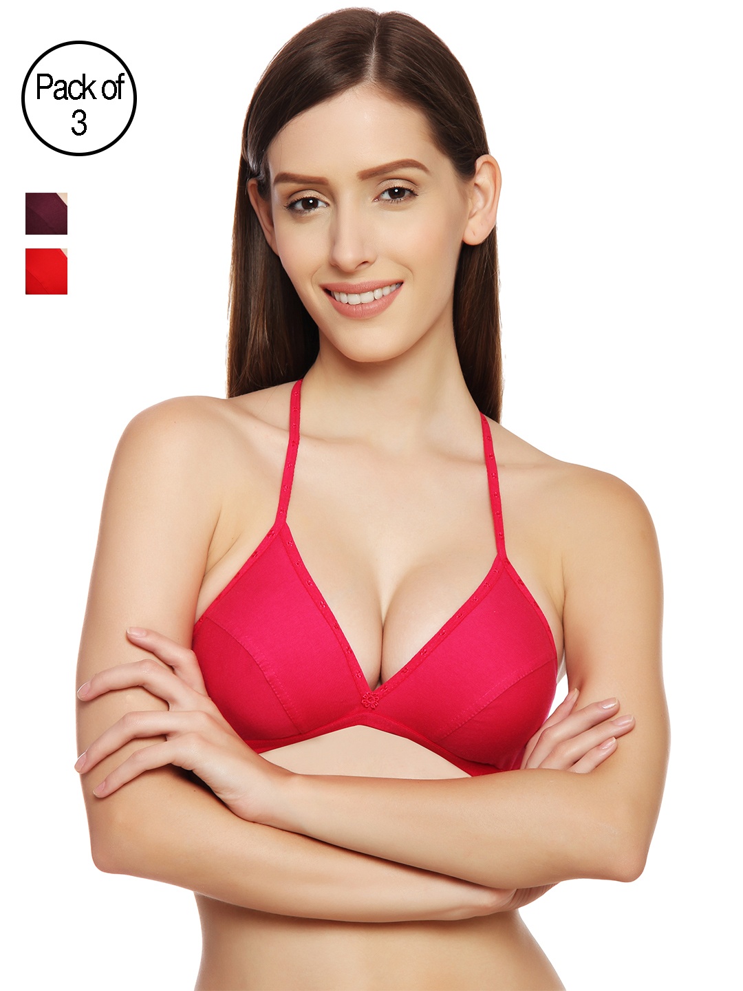 

Innocence Pack of 3 Push-Up Bra, Red