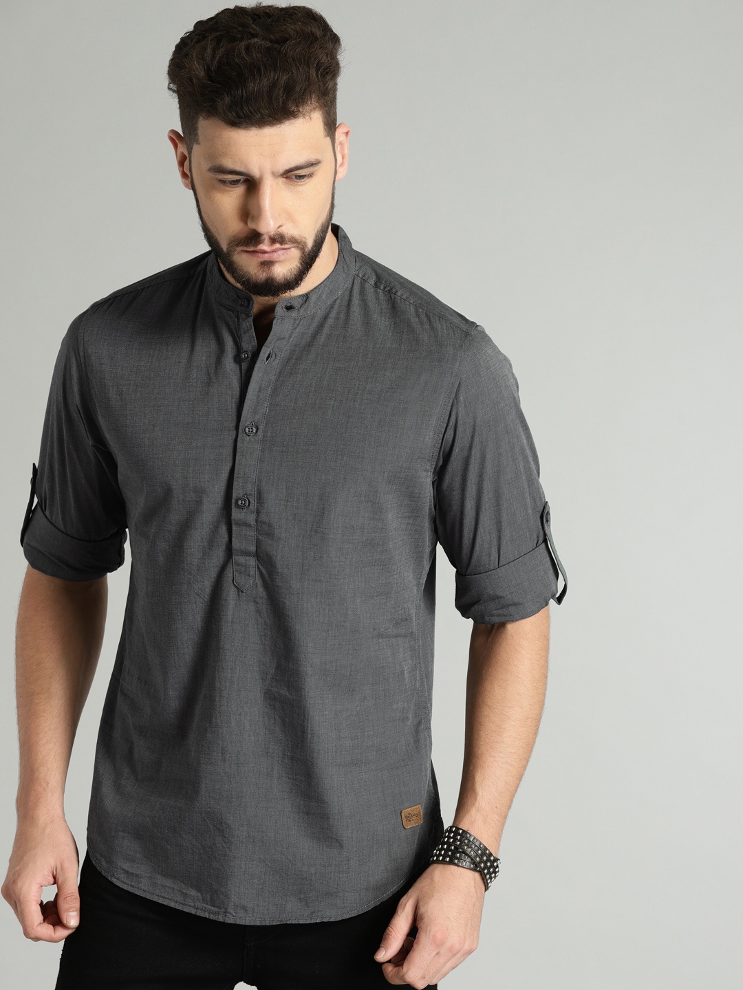 

Roadster Men Charcoal Casual Shirt