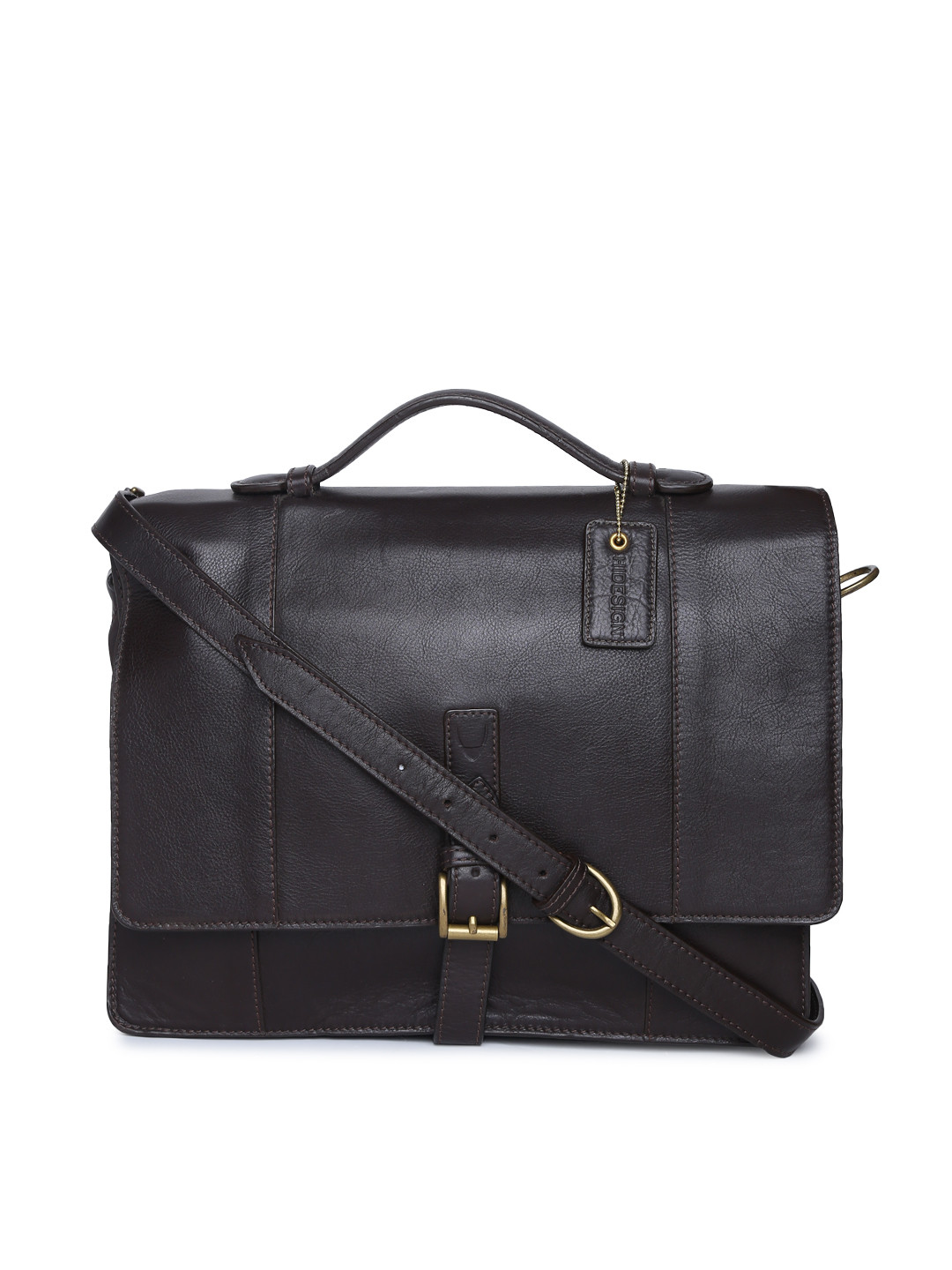 

Hidesign Unisex Black Solid Leather Messenger Bag