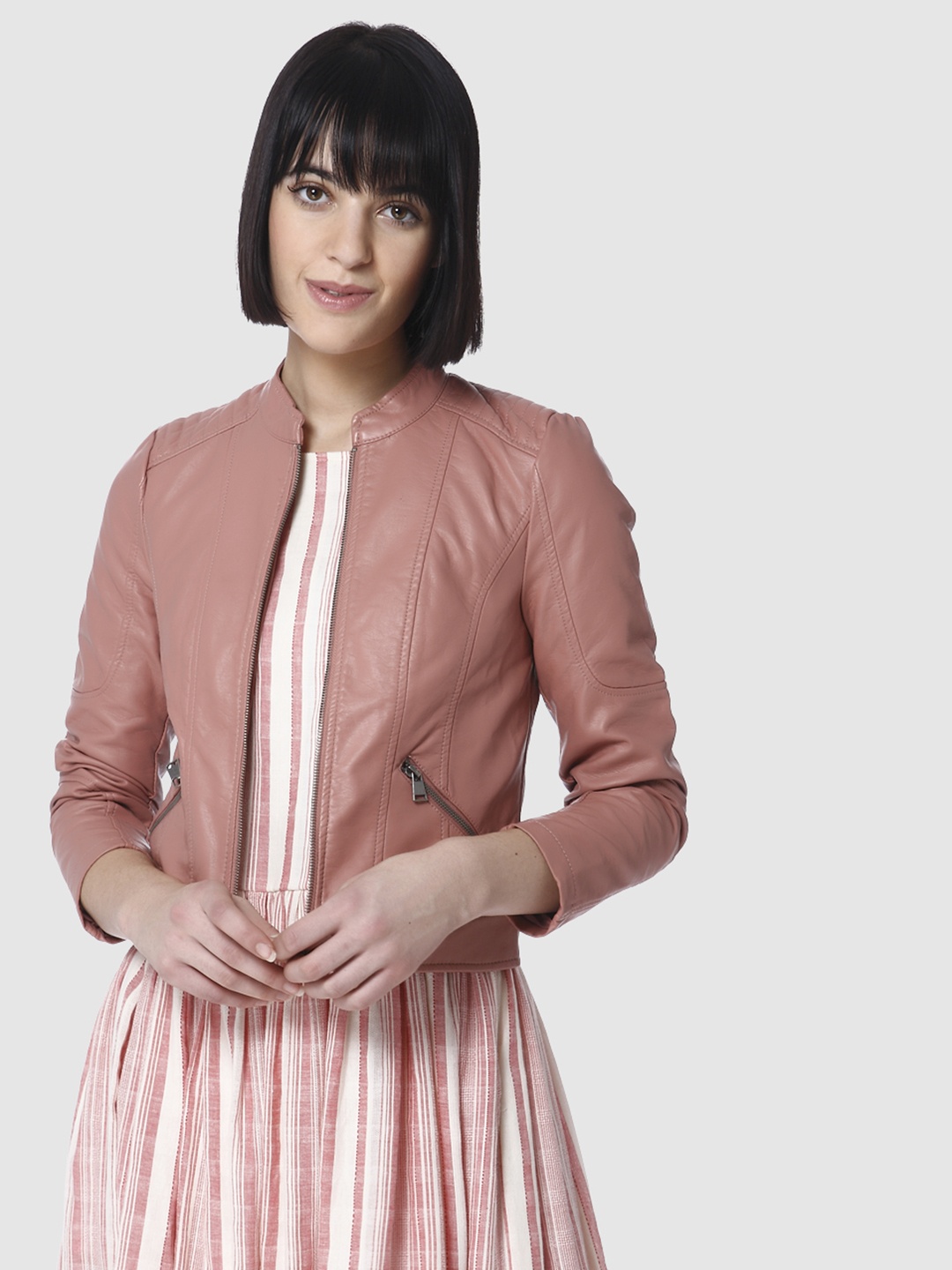 

Vero Moda Women Rose Solid Biker Jacket