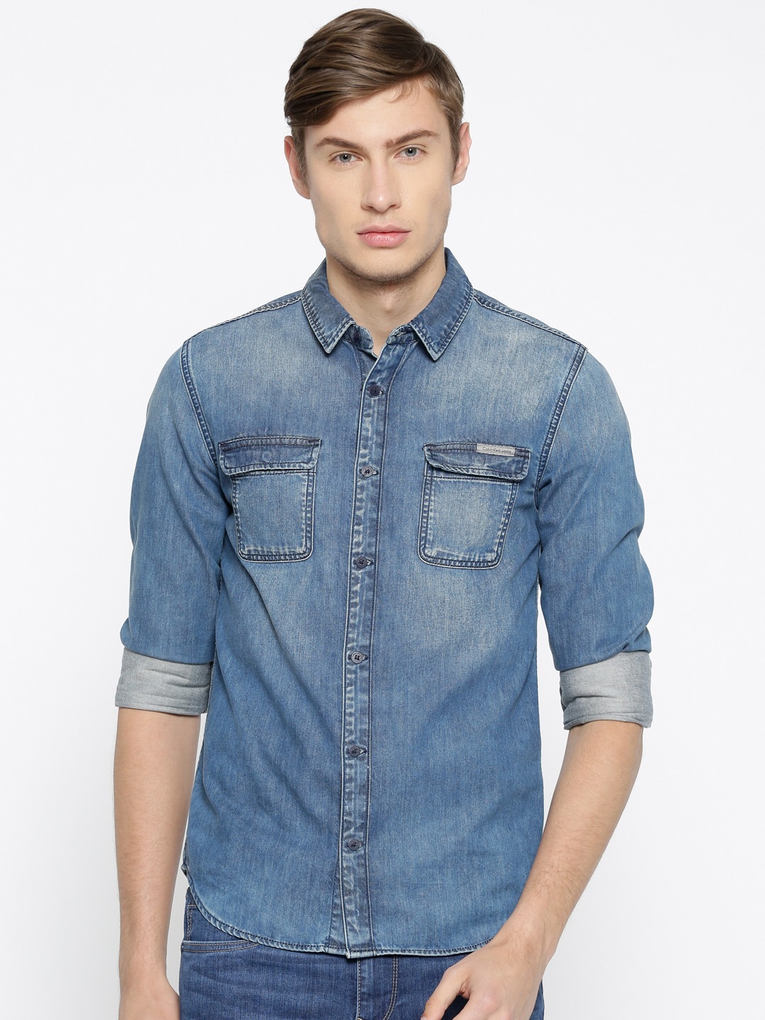 

Calvin Klein Jeans Men Blue Regular Fit Faded Casual Denim Shirt