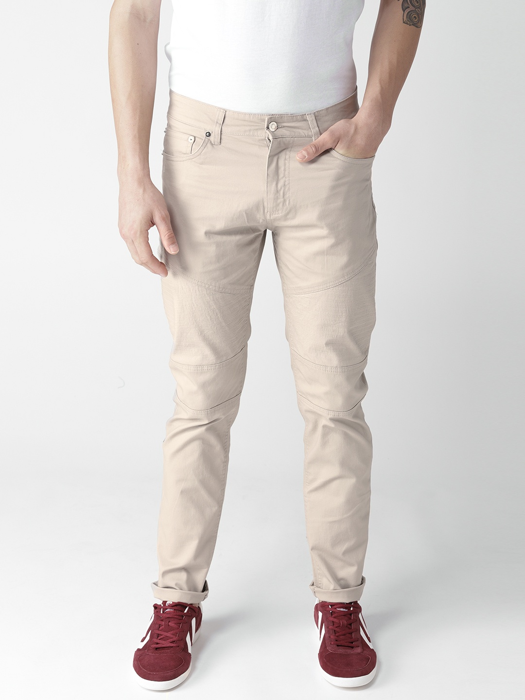 

FOREVER 21 Men Taupe Regular Fit Mid-Rise Clean Look Stretchable Jeans