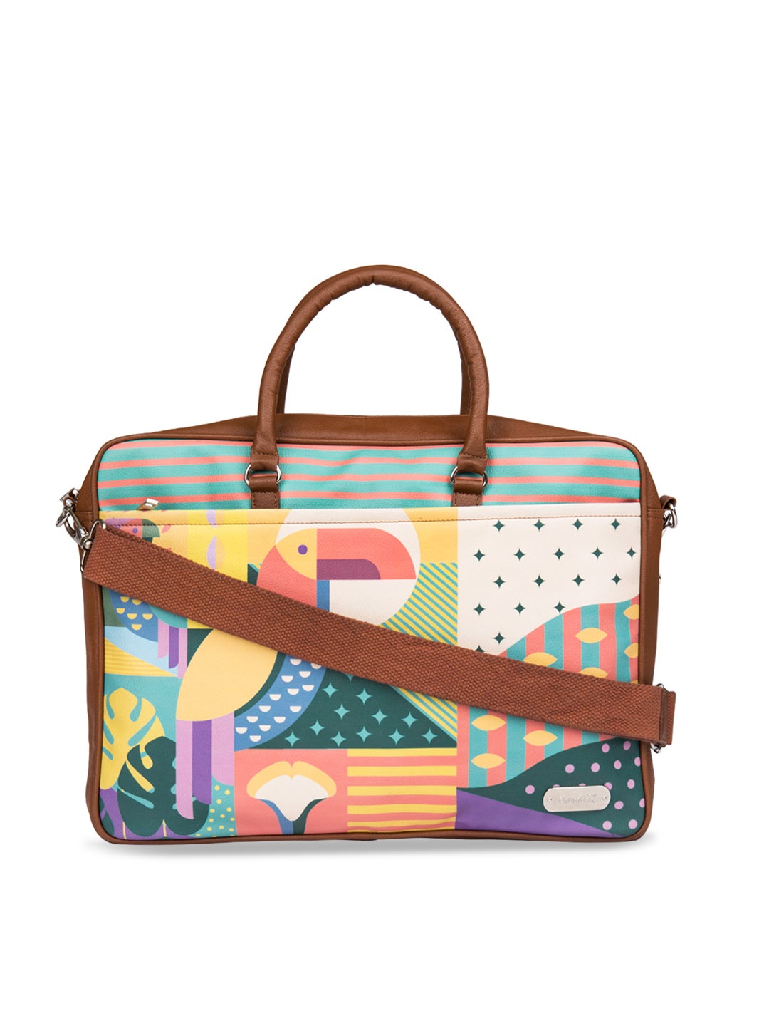 

Chumbak Unisex Brown Geo Bird Printed Laptop Bag