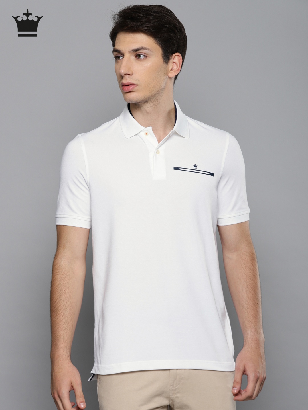 

Louis Philippe Men White Solid Polo Collar T-shirt